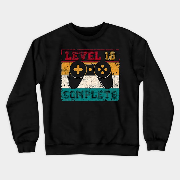 Level 18 Completed Gamer Birthday Gift Crewneck Sweatshirt by caydennelders